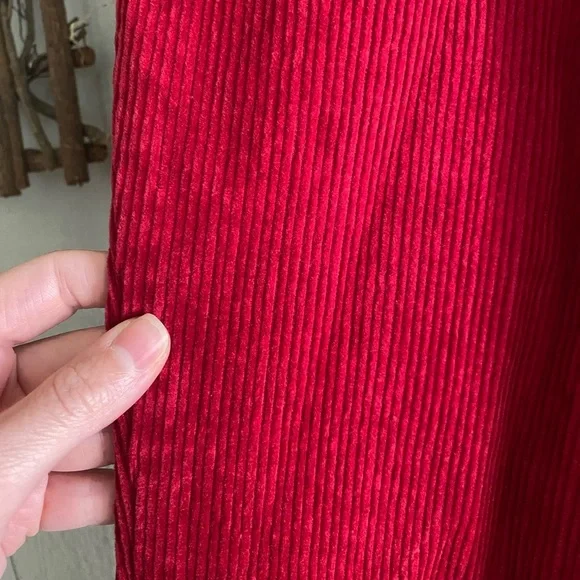 Vintage 80s/90s Women Charter Club Hi-Rise Red Ribbed Corduroy Pleated Pants 12 - Picture 3 of 9